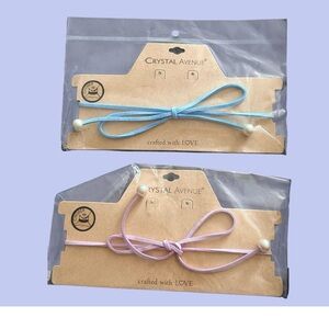 Crystal Avenue Pearl Tie Choker - Blue and Lavender